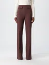Elisabetta Franchi High-waisted Flared Pants With Decorative Button Details In Brown