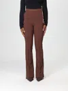 Elisabetta Franchi Crepe Trousers With Jewel Chain In Brown