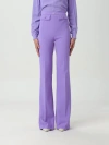Elisabetta Franchi Logo-plaque Crepe Tapered Trousers In Violet