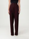Elisabetta Franchi High-waisted Tailored Trousers With Front Pleats In Burgundy