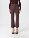 Elisabetta Franchi Cropped Trousers With Front Zippers And Belt Loops In Burgundy