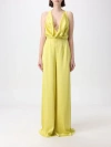 Elisabetta Franchi Cowl Neck Body-chain Jumpsuit In Yellow