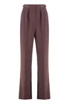 Elisabetta Franchi Bordeaux Pants With Jewel Button Embellishments And Pences In Tech Fabric Stretch Woman In Brown