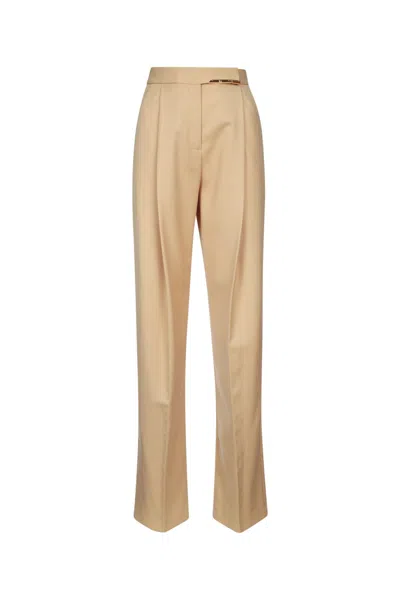 Elisabetta Franchi Tailored Trousers Front Pleats Belt Loops In Neutral