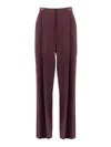 Elisabetta Franchi High-waisted Tailored Trousers With Front Pleats In Purple