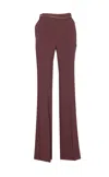 Elisabetta Franchi Regular Fit Trousers With Belt Chain And Pockets In Burgundy