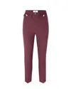 Elisabetta Franchi Straight Stretch Crepe Trousers With Rivet In Burgundy