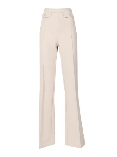 Elisabetta Franchi Flared Tailored Pants With High Waist In Neutral