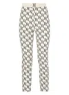 Elisabetta Franchi Logo Plaque Monogram Trousers In Ivory