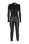 Elisabetta Franchi Sequin Trousers V-neck Embellished Detail In Black