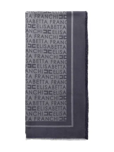 Elisabetta Franchi Pashmina Jacquard Scarf In Blue