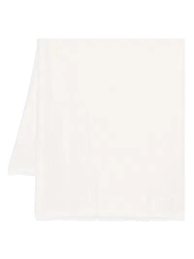 Elisabetta Franchi Logo-jacquard Frayed Scarf In White