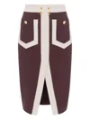 Elisabetta Franchi Patch-pocket Midi Skirt In Brown