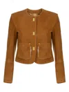Elisabetta Franchi Patch-pocket Turn-lock Jacket In Brown