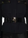 Elisabetta Franchi Patent-accented Jacket With Belt In Black