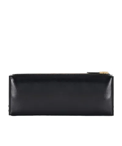 Elisabetta Franchi Patent-effect Clutch Bag In Black