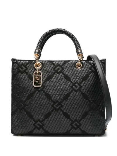 Elisabetta Franchi Patterned-jacquard Tote Bag In Black