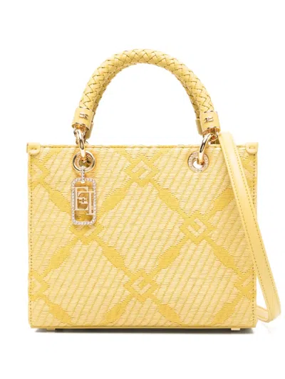 Elisabetta Franchi Patterned-jacquard Tote Bag In Yellow