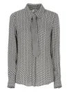 Elisabetta Franchi Patterned Tie Shirt In Gray