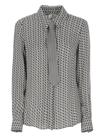 Elisabetta Franchi Patterned Tie Shirt In Gray