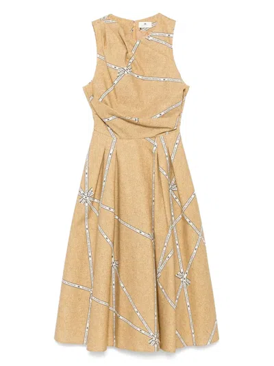 ELISABETTA FRANCHI PATTTERNED MIDI DRESS