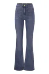 Elisabetta Franchi Women's Paw Jeans With Logo Plates In Medium Denim
