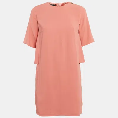 Pre-owned Elisabetta Franchi Peachy Pink Crepe Mini Dress M