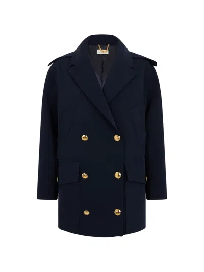 Elisabetta Franchi Peacoat In Scuba-fabric In Blue