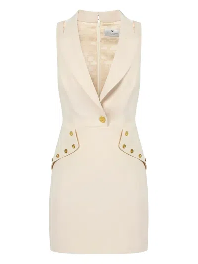 Elisabetta Franchi Peak-lapel Mini Dress In Neutral