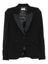 Elisabetta Franchi Tailored Blazer With Satin Lapel In Black