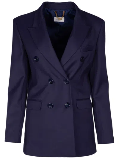 ELISABETTA FRANCHI PEAK-LAPELS DOUBLE-BREASTED BLAZER