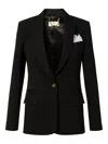 Elisabetta Franchi Peak Lapels Gabardine Blazer In Black
