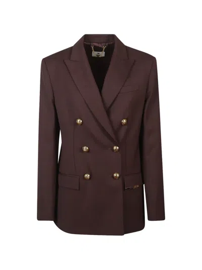 Elisabetta Franchi Peaked-lapel Double-breasted Blazer In Brown