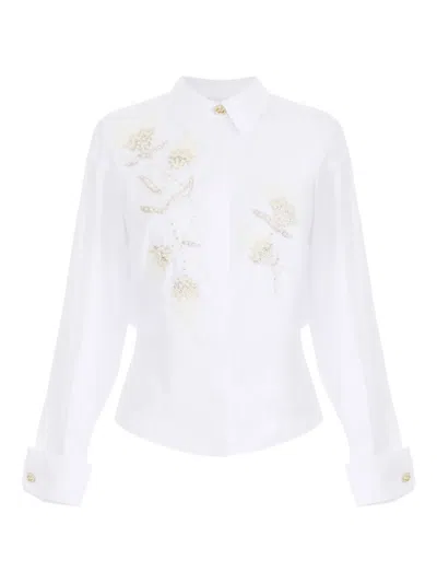 ELISABETTA FRANCHI PEARL-EMBELLISHMENT SHIRT