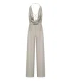 Elisabetta Franchi Pearl Grey Jumpsuit With Accessory In Grey