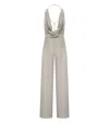 Elisabetta Franchi Pearl Grey Jumpsuit With Accessory In Grey