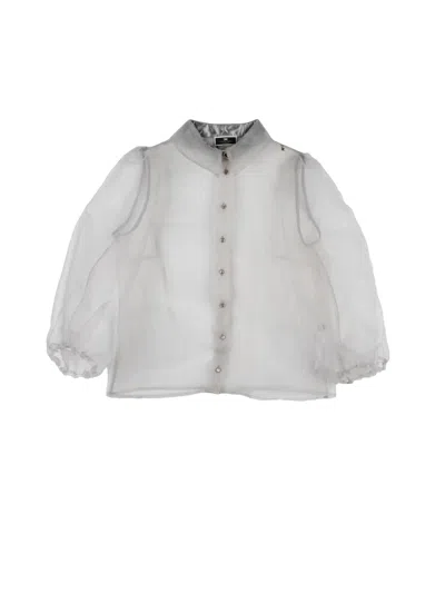 Elisabetta Franchi Pearl Grey Polyester Voile Women Shirt In Gray