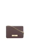 Elisabetta Franchi Pebbled Bordeaux Shoulder Bag In Gray