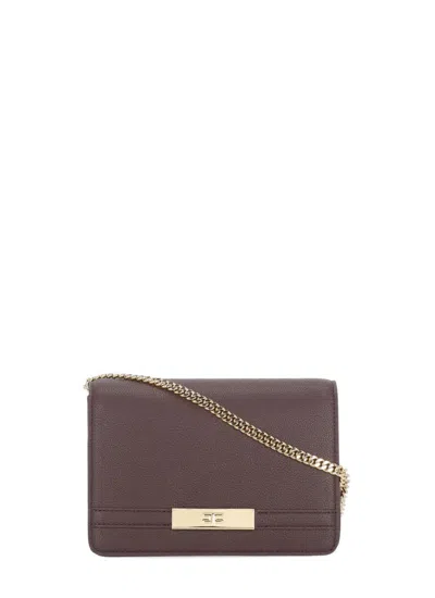 Elisabetta Franchi Pebbled Bordeaux Shoulder Bag In Gray