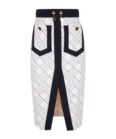 Elisabetta Franchi Geometric-print Midi Skirt In White