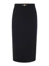 Elisabetta Franchi Longuette Skirt With Satin Side Bands In Negro