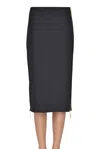Elisabetta Franchi High Waist Back Slit Knee-length Skirts In Black
