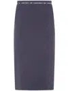 Elisabetta Franchi Logo-ribbon Midi Skirt In Blue