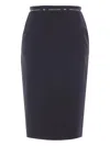 Elisabetta Franchi Logo-ribbon Midi Skirt In Blue