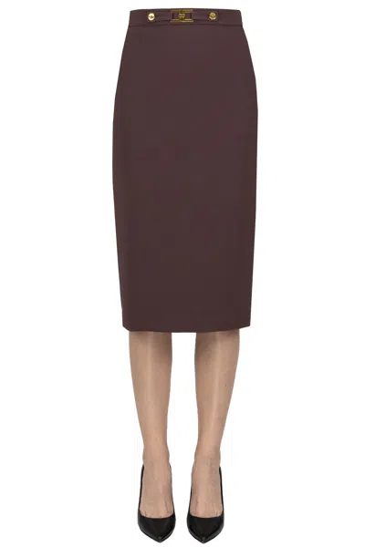 Elisabetta Franchi Pencil Skirt In Burgundy