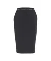 Elisabetta Franchi Pencil Skirt With Iconic Logo Waistband In Blue