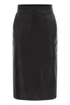Elisabetta Franchi Pencil Skirt With Jewelled Hooks In Black