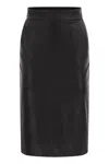 Elisabetta Franchi Pencil Skirt With Jewelled Hooks In Black