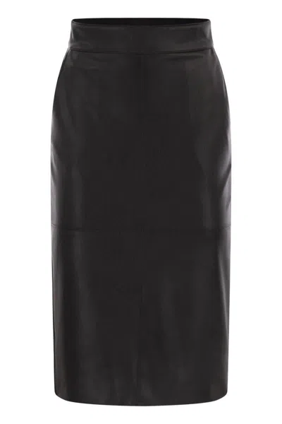Elisabetta Franchi Pencil Skirt With Jewelled Hooks In Black