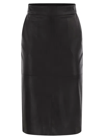 Elisabetta Franchi Pencil Skirt With Jewelled Hooks In Black